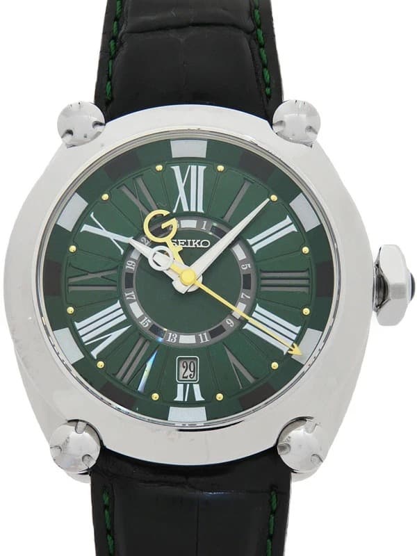 Seiko Galante SBLM007 Automatic GMT with Emerald Green Dial, Leather Strap