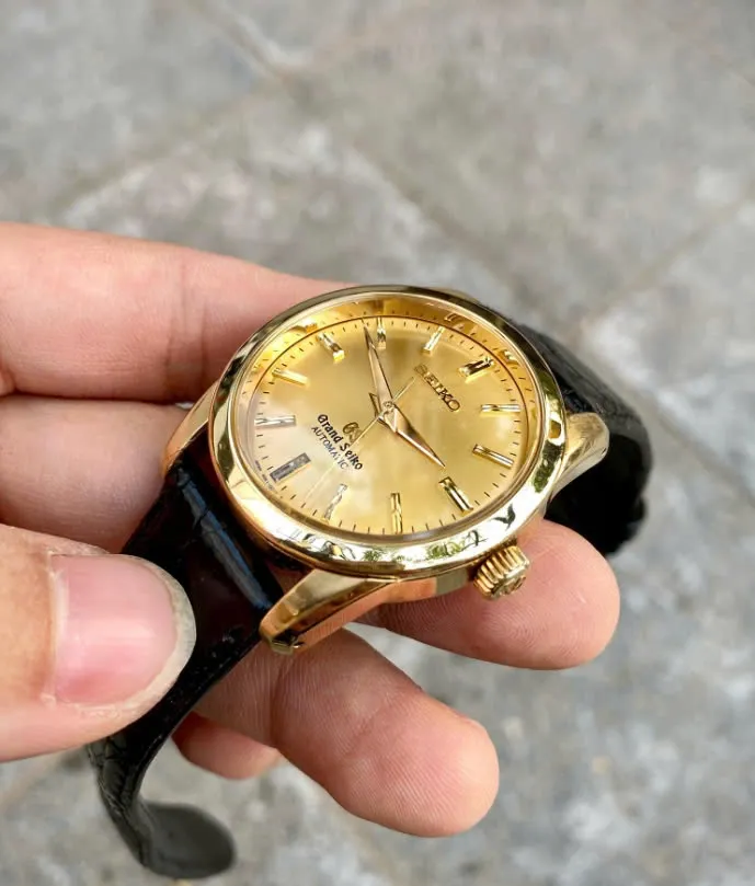Grand Seiko SBGR002 Gold Dial Black Strap