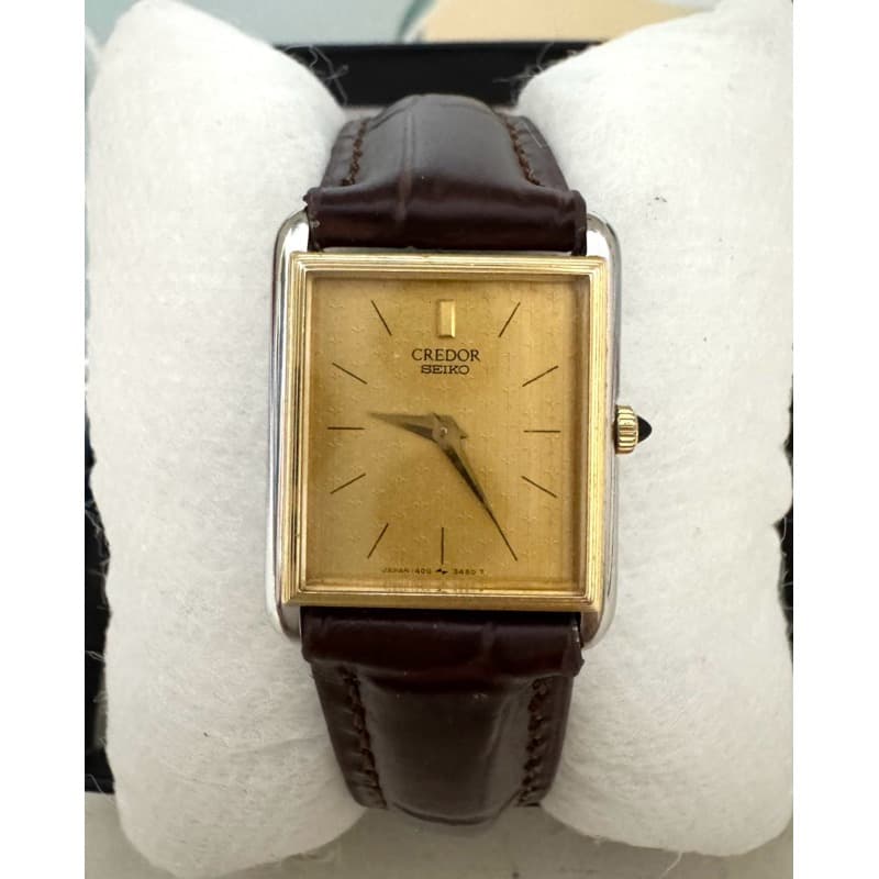 Seiko Credor Ladies – 14K Solid-Gold Bezel – Rectangular 21×26 mm – Quartz – Box Included